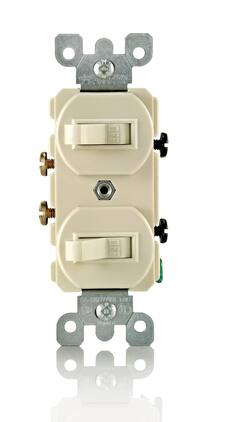 Leviton - 108-05224-ISP Combo 2 Single-Pole Switch 15A 120V - Ivory