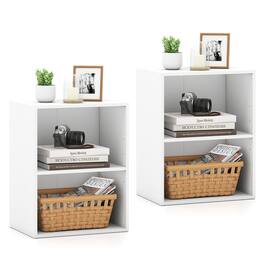 Gymax - 2PCS 2-Cube Bookcase w/ 5-Position Adjustable Shelf Anti-Toppling Kits for Study - White