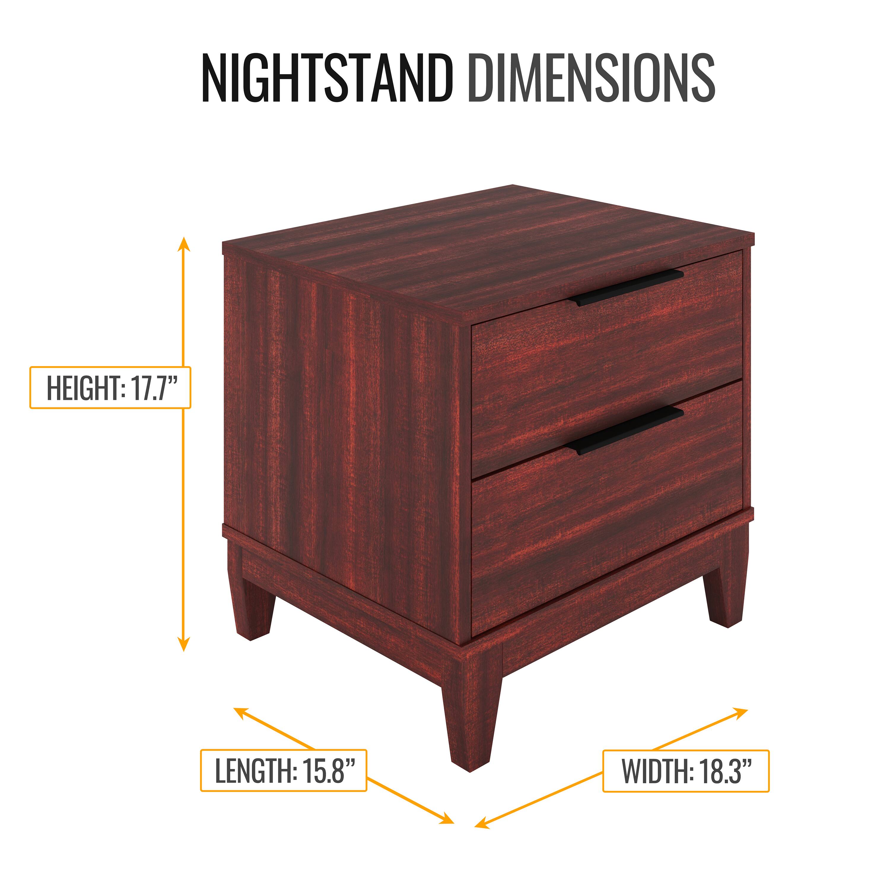 NIGHTSTAND DIMENSIONS

HEIGHT: 17.7"

LENGTH: 15.8"

WIDTH: 18.3"