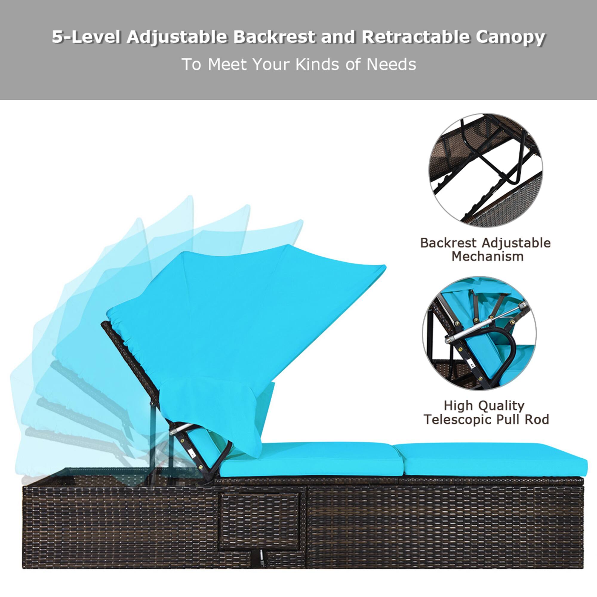 5-Level Adjustable Backrest and Retractable Canopy
To Meet Your Kinds of Needs
Backrest Adjustable Mechanism
High Quality Telescopic Pull Rod