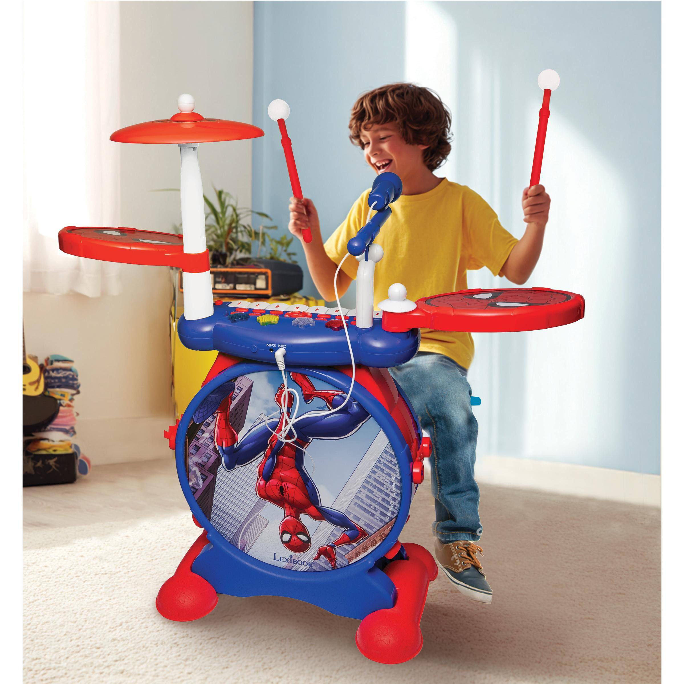 Alt View 6. Lexibook - Spider-Man My Rock Band Electronic Luminous Drums Set with Seat.