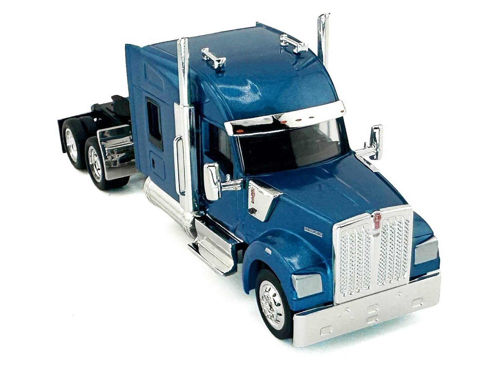 Alt View 2. HO Logistics Replicas - Kenworth W990 with Stand Up Sleeper Cab Blue Metallic 1/87 (HO) Scale Plastic Model Car by HO Logistics.