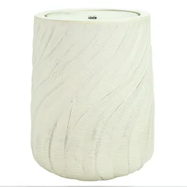 Sunnydaze - Textured Spiral Outdoor Bubble Fountain with LED Light - White