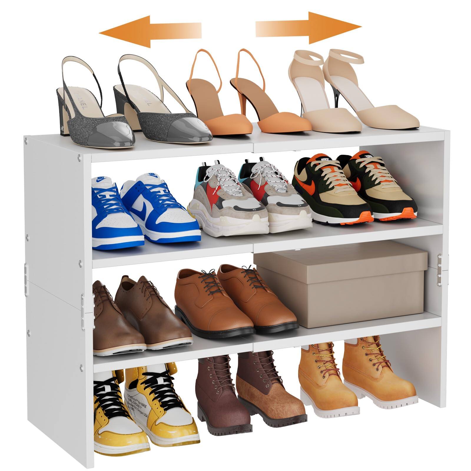 Refined Abode Design - Shoe Rack Storage Shelf Organizer Rack Durable Sturdy Modern Home Household Essential Item Solution Design - White 1 PACK(3-Tier)