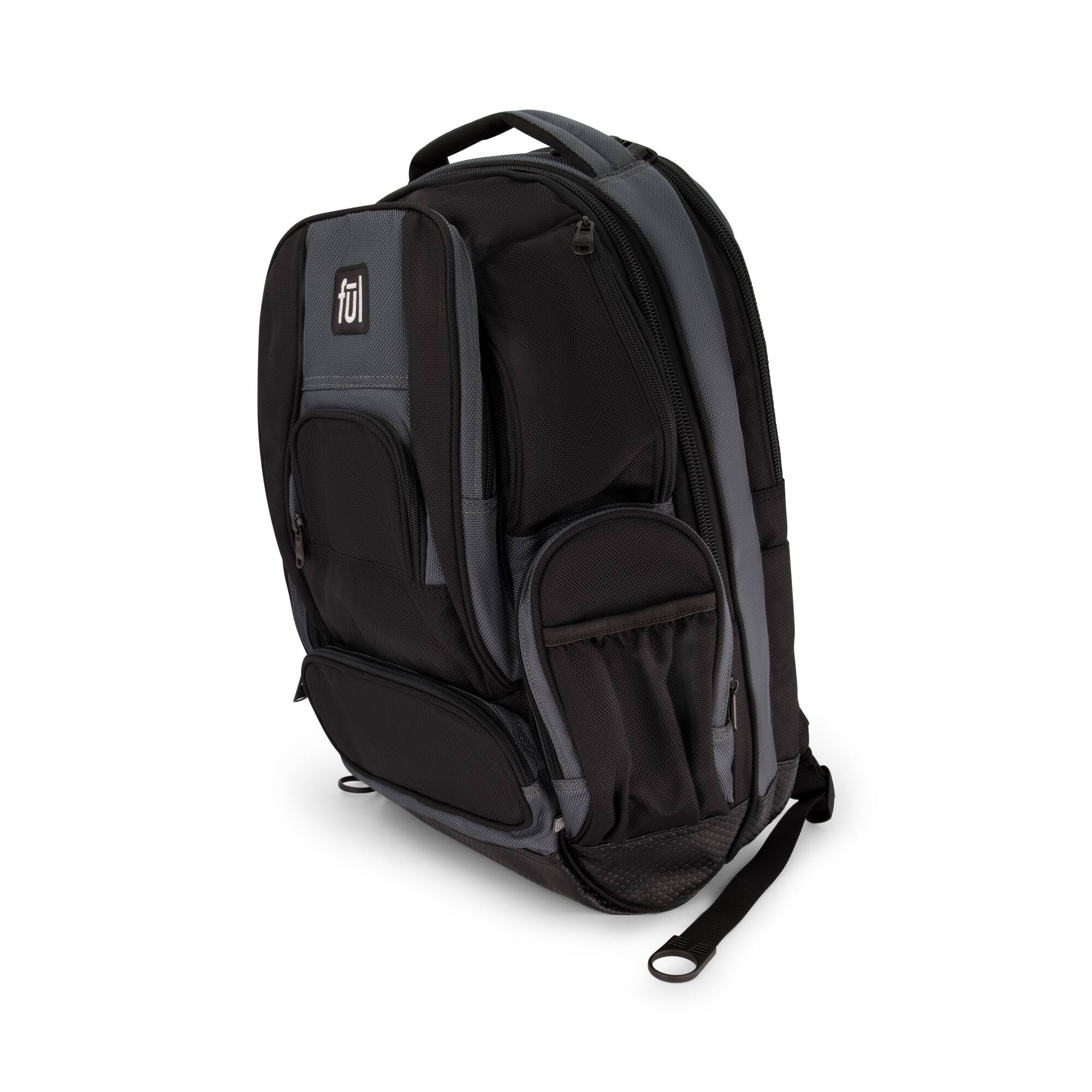 Left. Ful - Big Easy Water Resistant 17" Backpack - Black/ Grey.