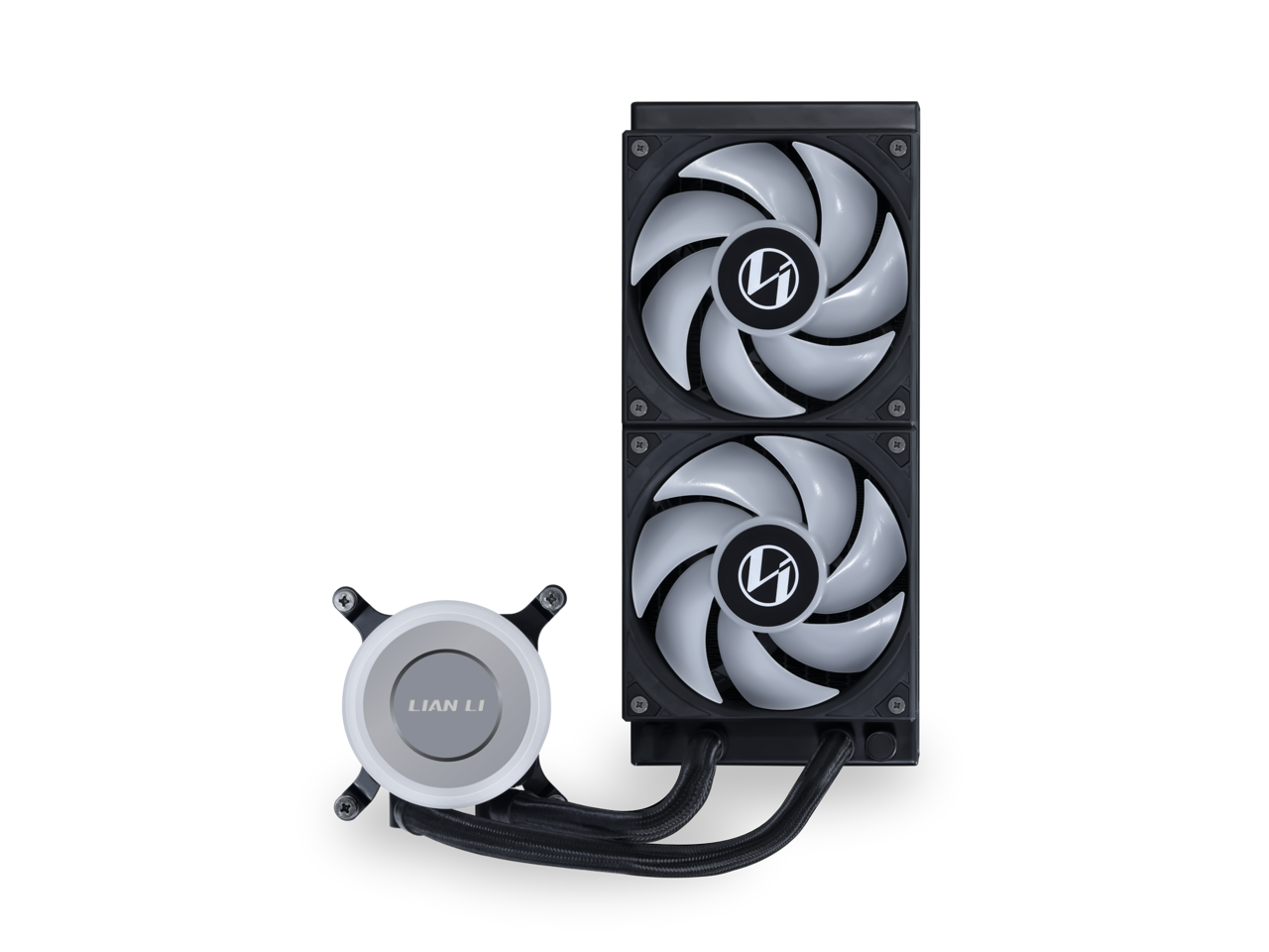 Alt View 2. Lian Li - Lian Li Galahad II Lite 240mm AIO CPU Cooler, RGB Fans, ARGB Pump, Low Noise, Switchable Lid (GA2L24RB) - RGB.