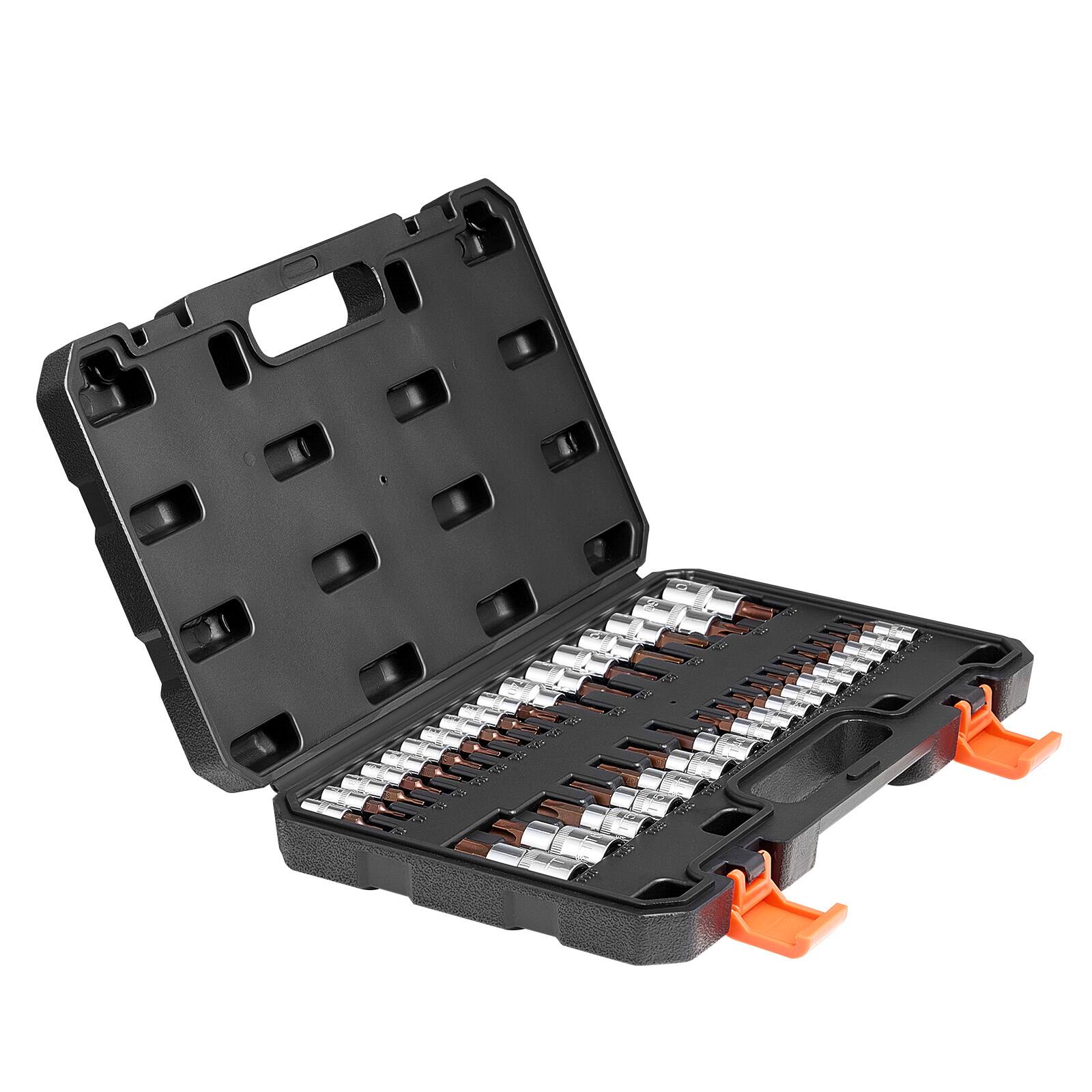 Alt View 8. LOVMOR - 34 Piece Torx Bit Socket Set Solid Star and Tamper Proof S2 Alloy Steel Multi Size.