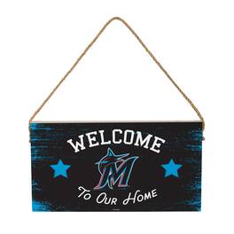 Evergreen Enterprises - Miami Marlins 6" x 11" Welcome Home Wood Wall Sign with Rope Hanger - Multicolor
