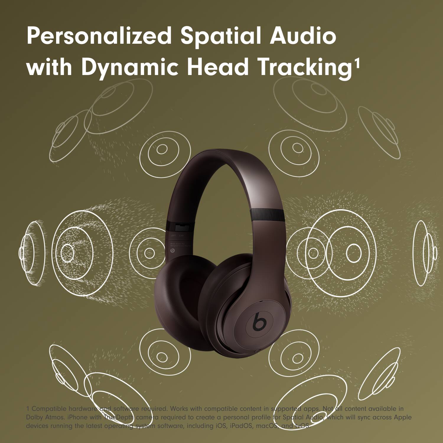Personalized Spatial Audio with Dynamic Head Tracking1

1. Compatible hardware and software required. Works with compatible content in supported apps. Not all content available in Dolby Atmos. iPhone with Depth camera required to create a personal profile for Spatial Audio which will sync across Apple devices running the latest operating system software, including iOS, iPadOS, macOS and tvOS.