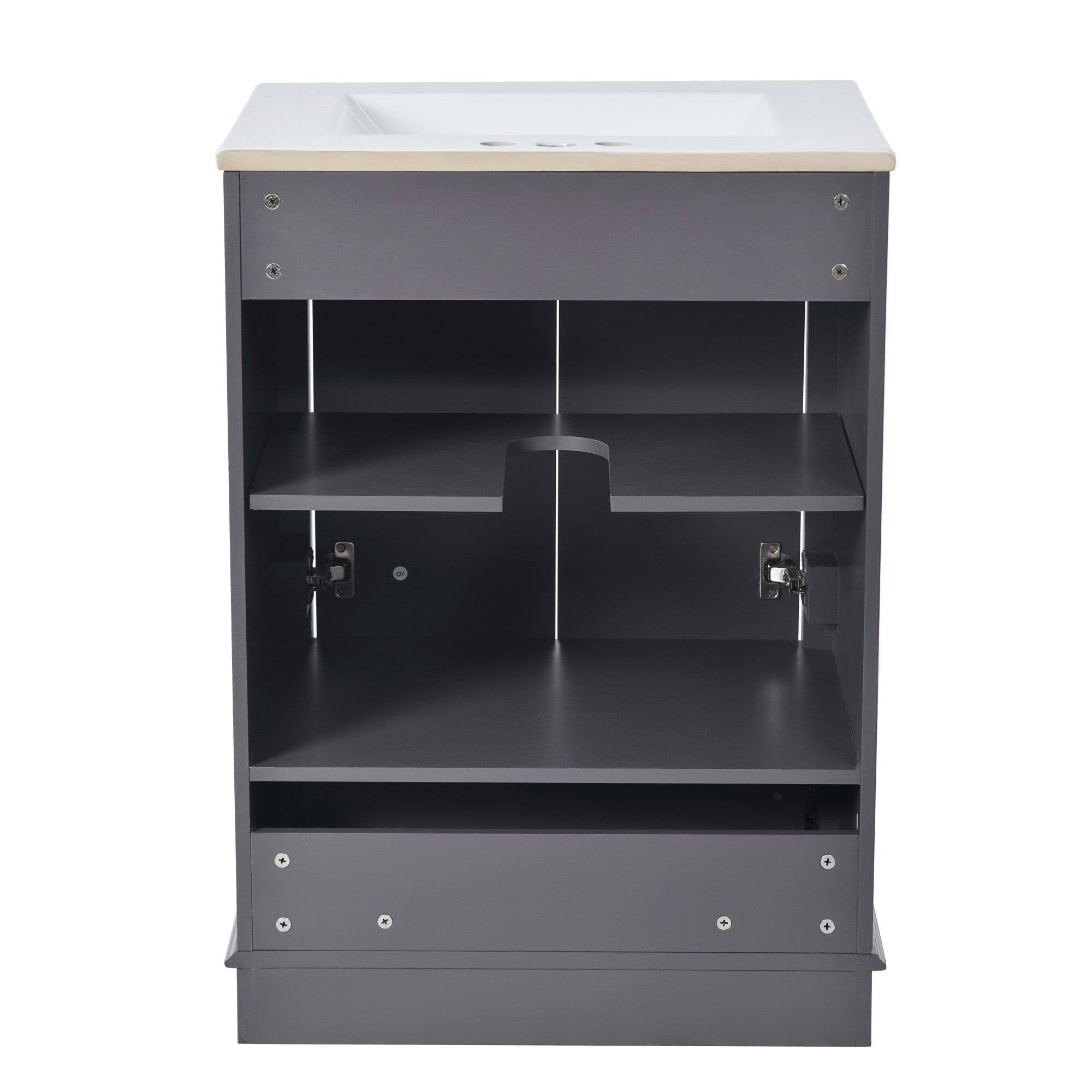 Alt View 3. Boyel Living - 24 Inch Bathroom Vanity with Ceramic Sink Soft Close Doors Silver HandlesBlue Gray - Gray.
