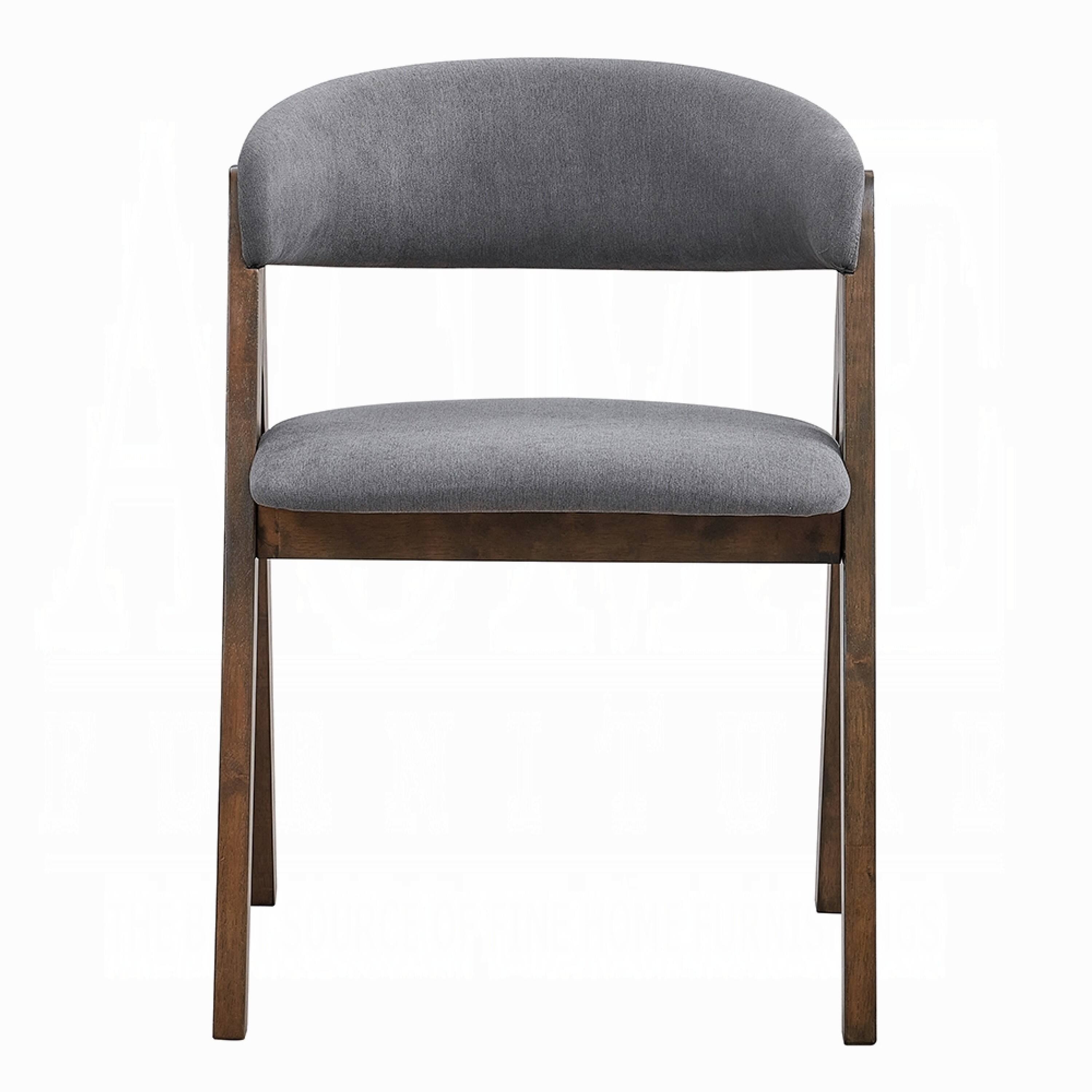 Alt View 1. Manhattan Lane - Koko Side Dining Chair Set of 2, Gray Padded Seat and Back - Walnut Brown, Gray.
