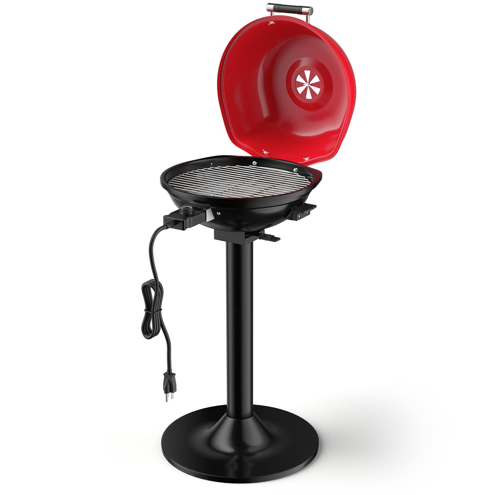 Back. SlickBlue - Portable 1600W Electric BBQ Grill with Removable Nonstick Cooking Rack - Black, Red.