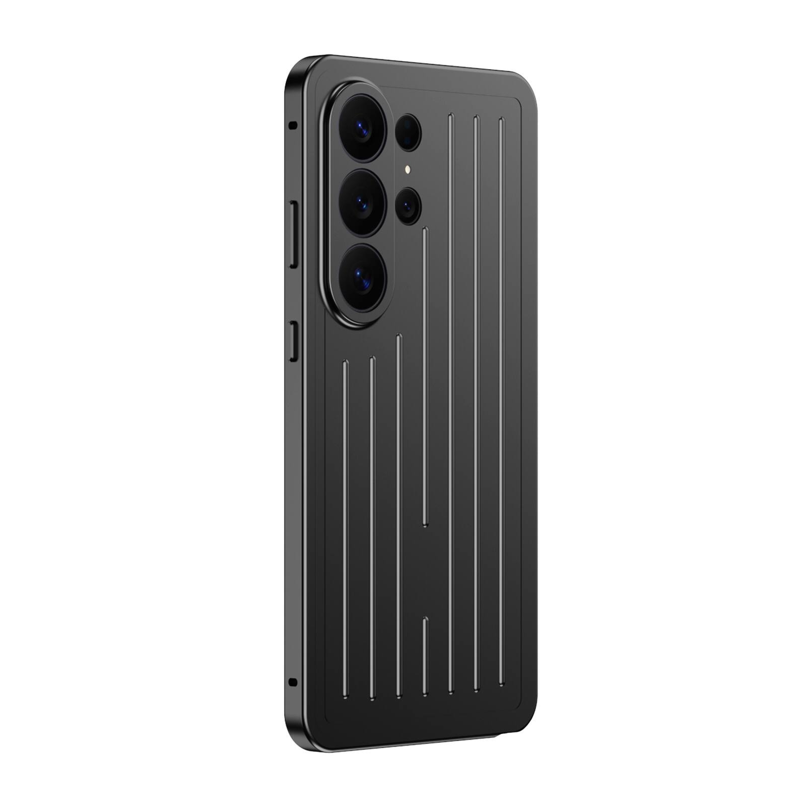 Angle. Dteck - Full Body Case for Samsung Galaxy S26 Ultra with Built-in Glass Screen Protector, Aluminum Alloy Bumper Rugged Cover - Black.