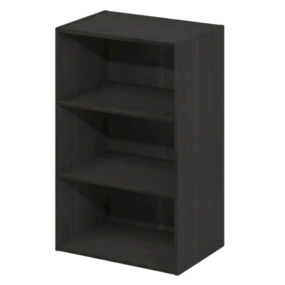 FurniFact - 3-Tier Open Shelf Bookcase with Storage Organizer - Espresso