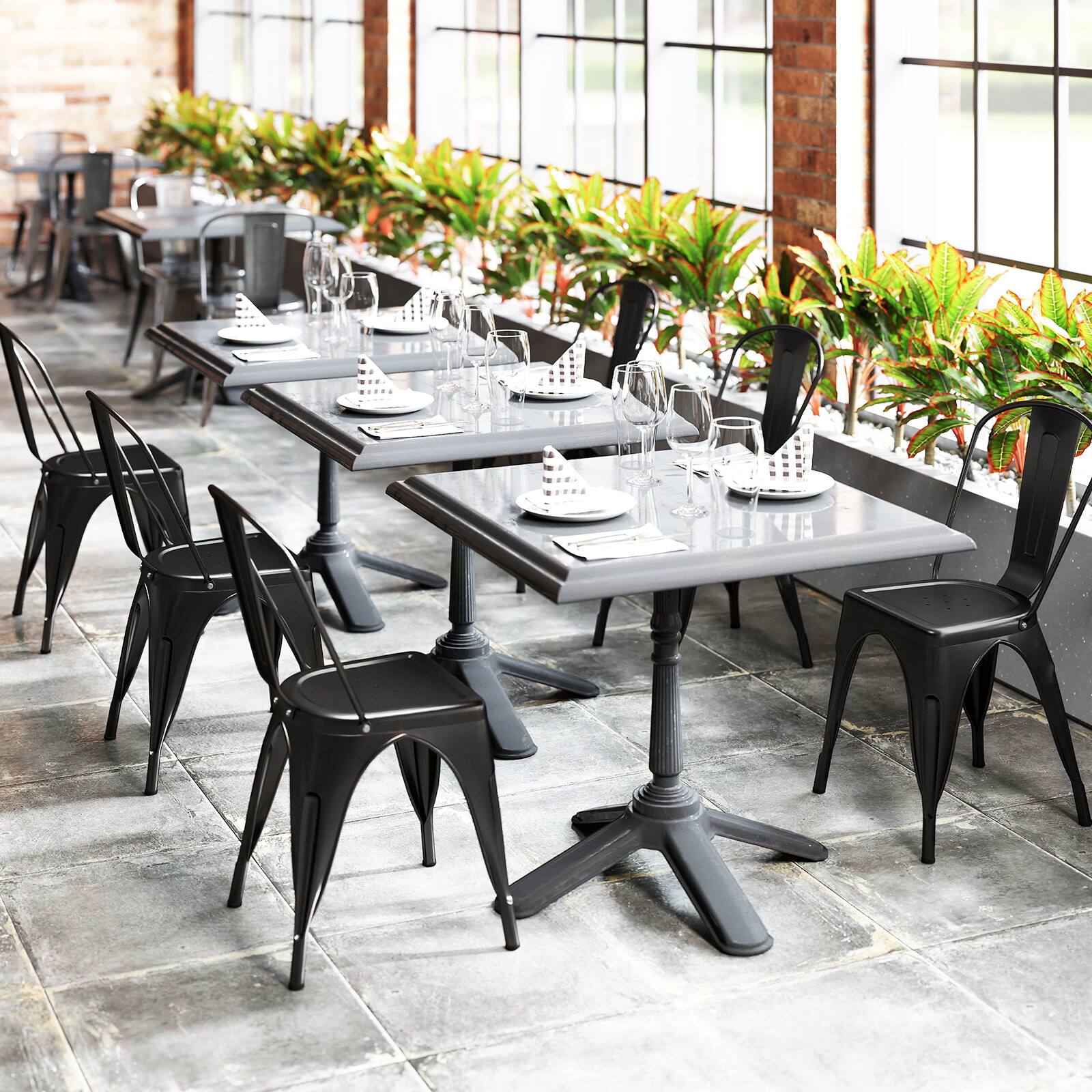 Alt View 8. Gymax - Gymax Tolix Style Metal Dining Chairs Set of 4 w/ Removable Backrest for Dining Room - Black.