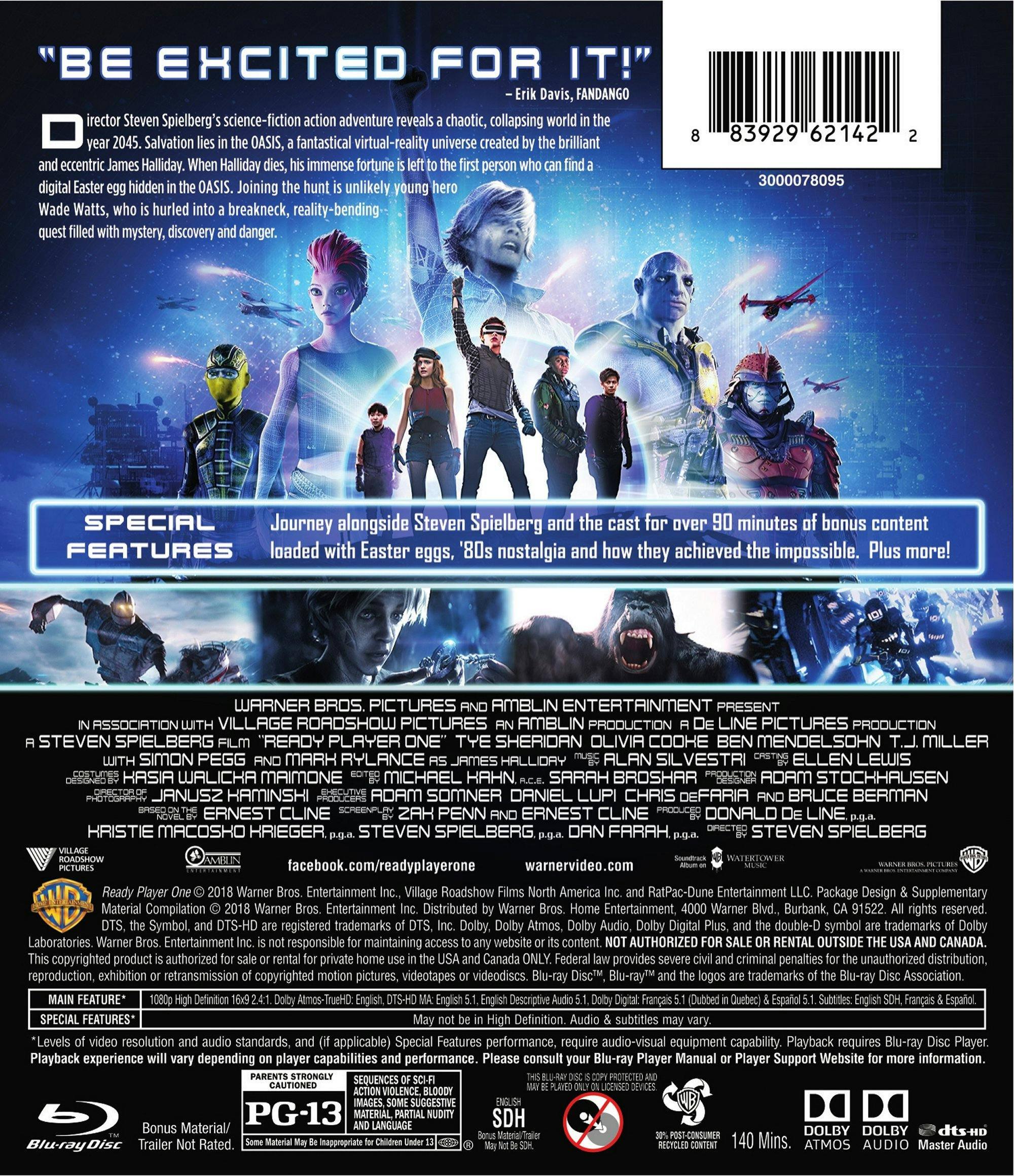 Back. Ready Player One [Blu-Ray].