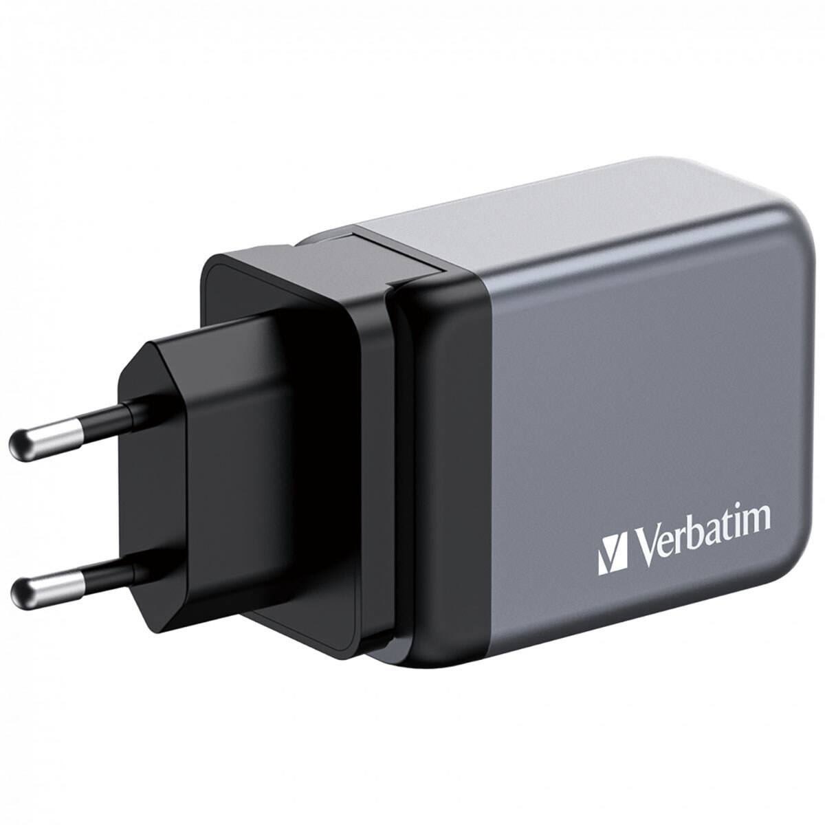 Alt View 2. Verbatim - Verbatim 65W 3-Port GaN Wall Charger - Black/Gray.