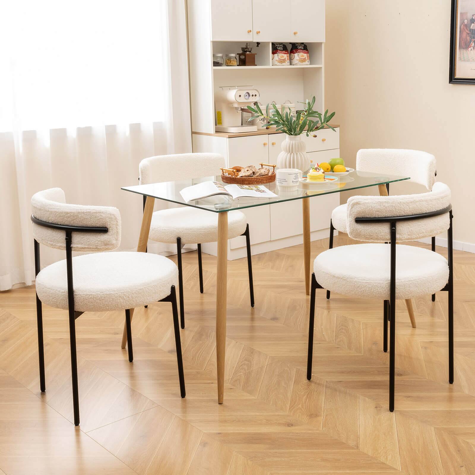Alt View 1. Costway - Costway Round Dining Chairs Set of 2 with Curved Backrest Filled Sponge Metal Legs - White.