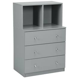 Gymax - 3 Drawer Dresser W/ Cubbies Storage Chest for Bedroom Living Room Grey - Gray