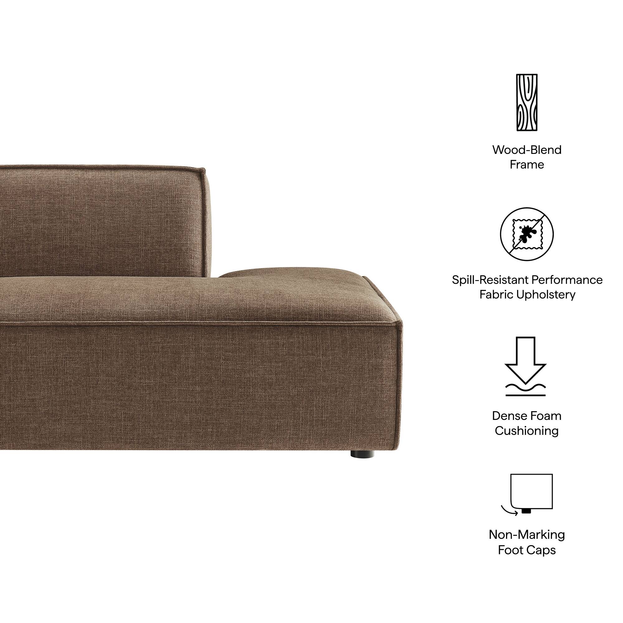 Wood-Blend Frame  
Spill-Resistant Performance Fabric Upholstery  
Dense Foam Cushioning  
Non-Marking Foot Caps