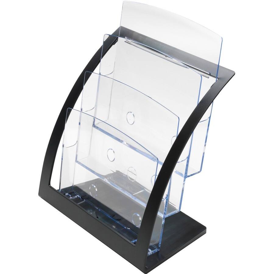 Angle. Deflecto - Deflecto Contemporary Literature Holder - 3 Compartments - 3 Tiers - 13.31" Height x 11.24" Width x 6.94" Depth - Deskto.