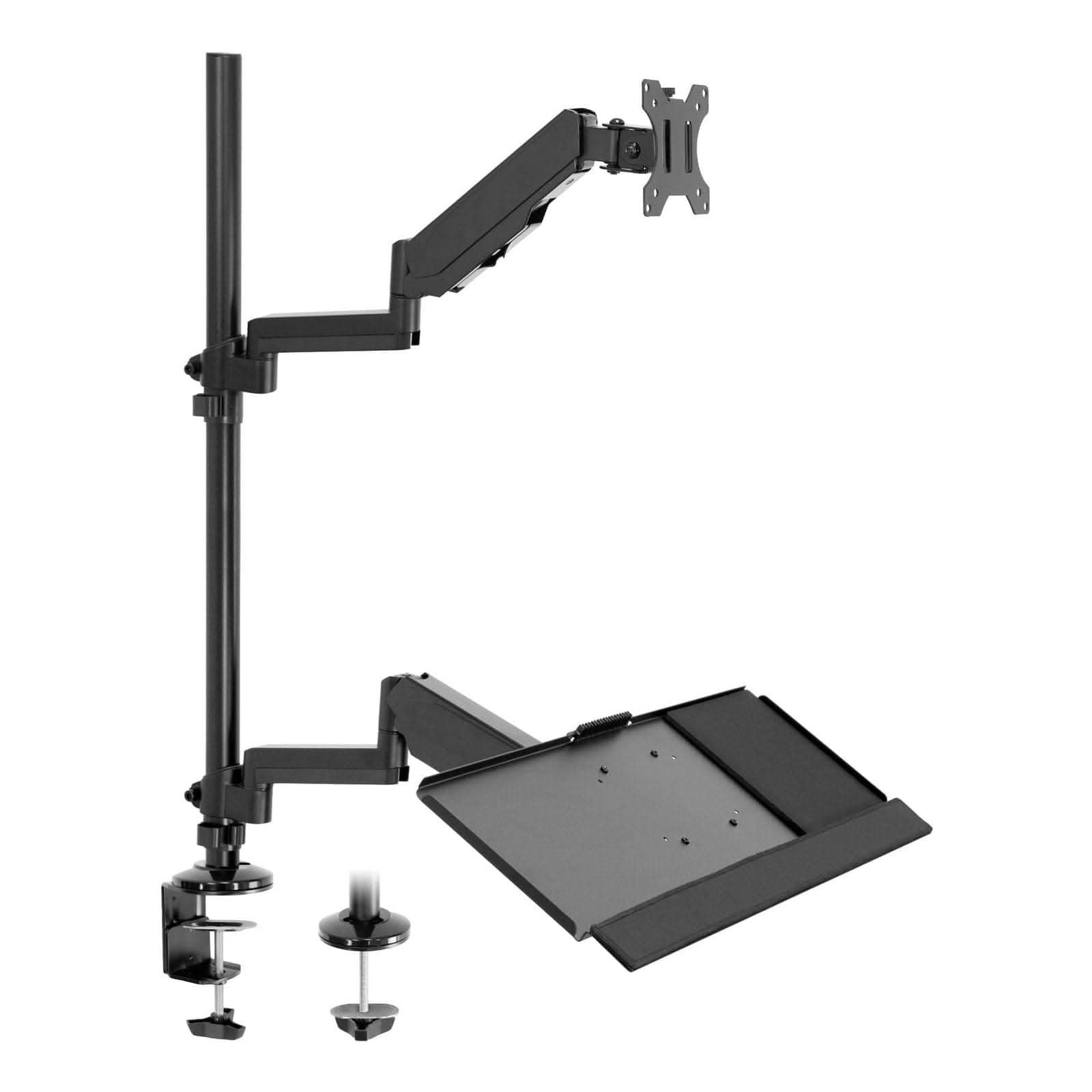 Alt View 4. Mount-It! - Single Monitor Sit-Stand Desk Mount with Adjustable Gas Spring, Keyboard Tray & Cable Management, Black - Black.