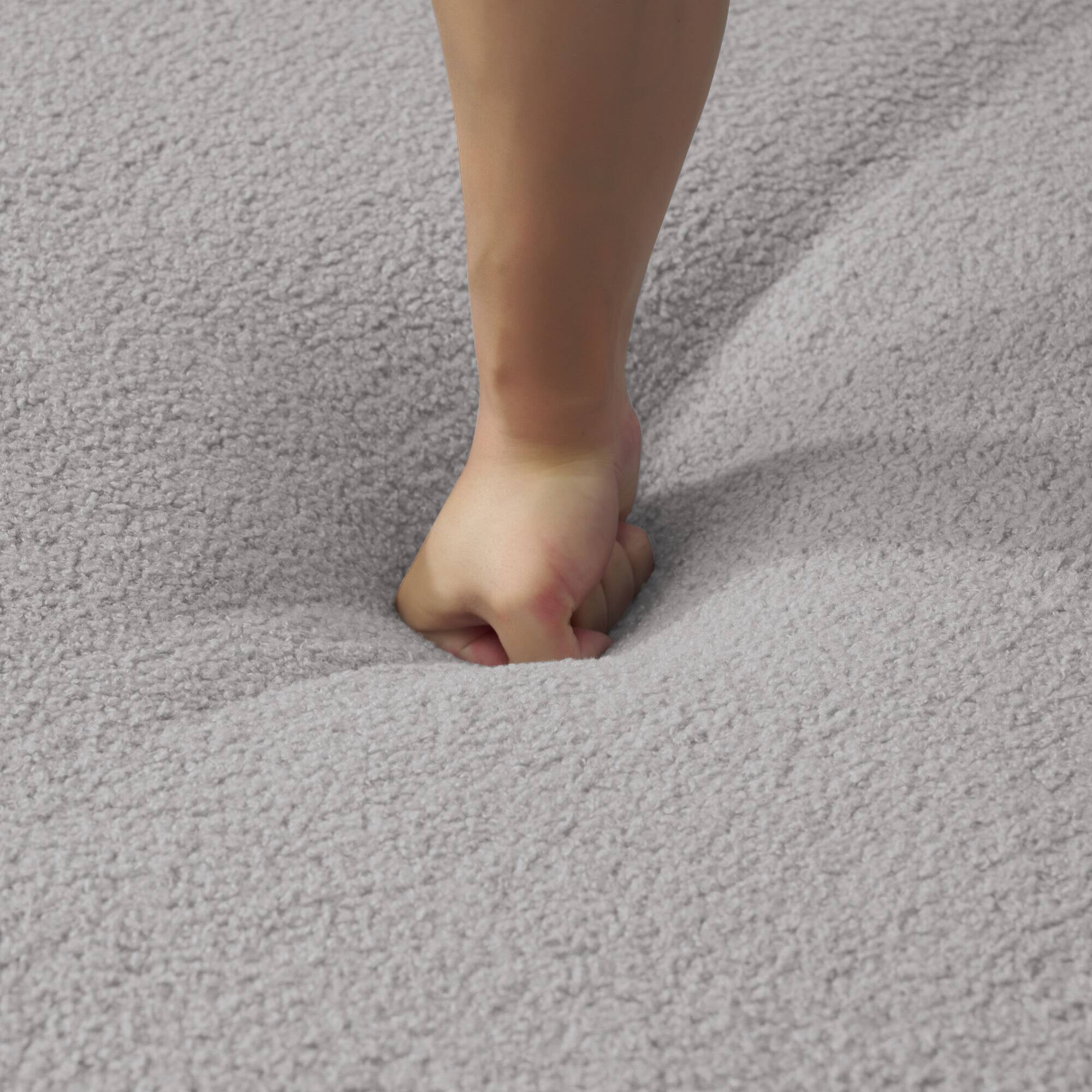 Alt View 9. GOODSILO - Modern Curved Loveseat Sofa with Teddy Velvet Fabric for Small Spaces and Apartments - Grey.