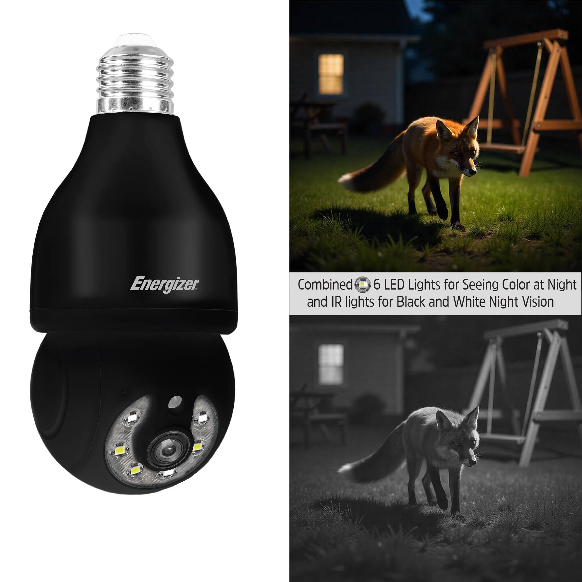Energizer. Combined 6 LED Lights for Seeing Color at Night and IR lights for Black and White Night Vision
