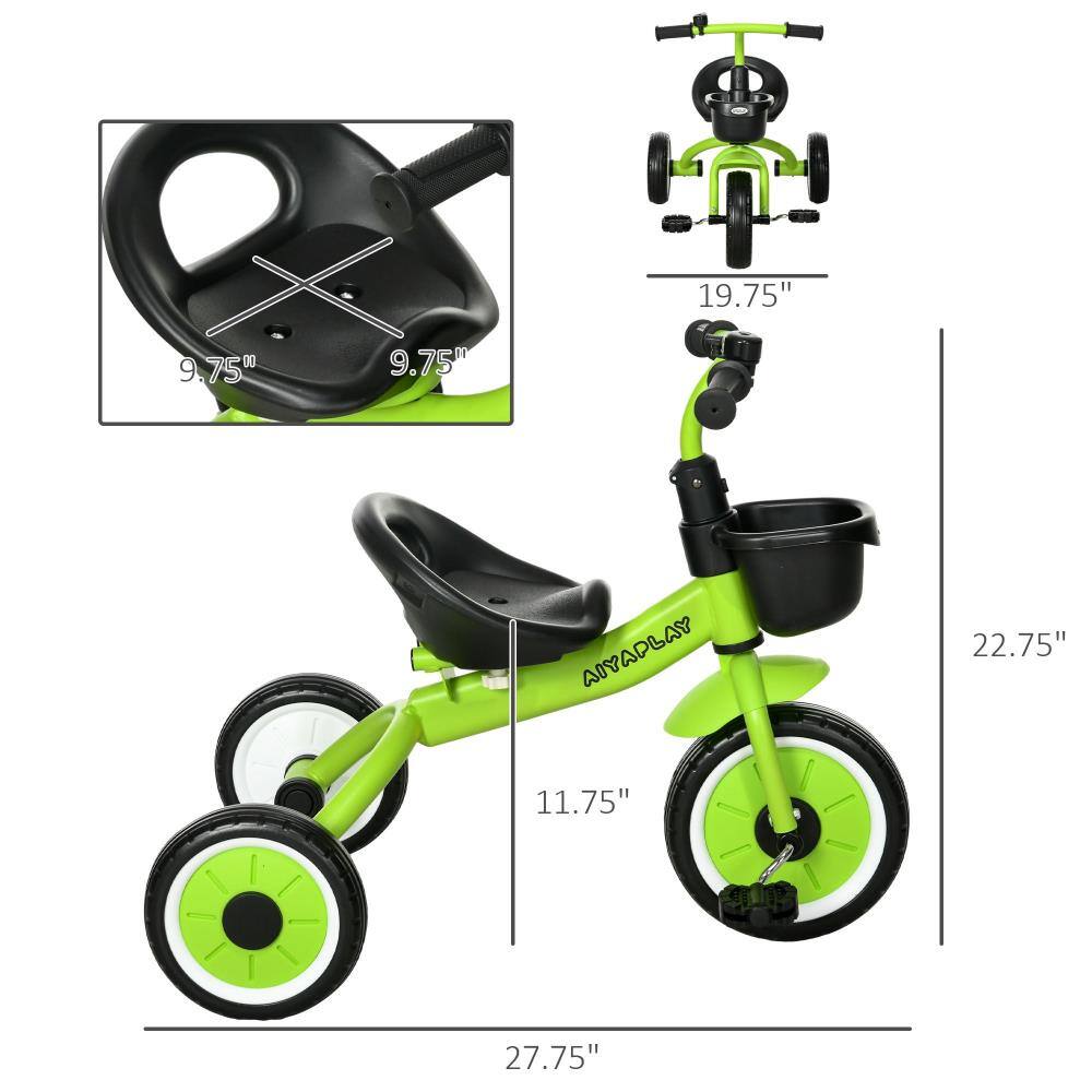 - Seat width: 9.75"
- Seat height: 9.75"
- Overall length: 27.75"
- Overall width: 22.75"
- Handlebar height: 19.75"
- Wheelbase: 11.75"