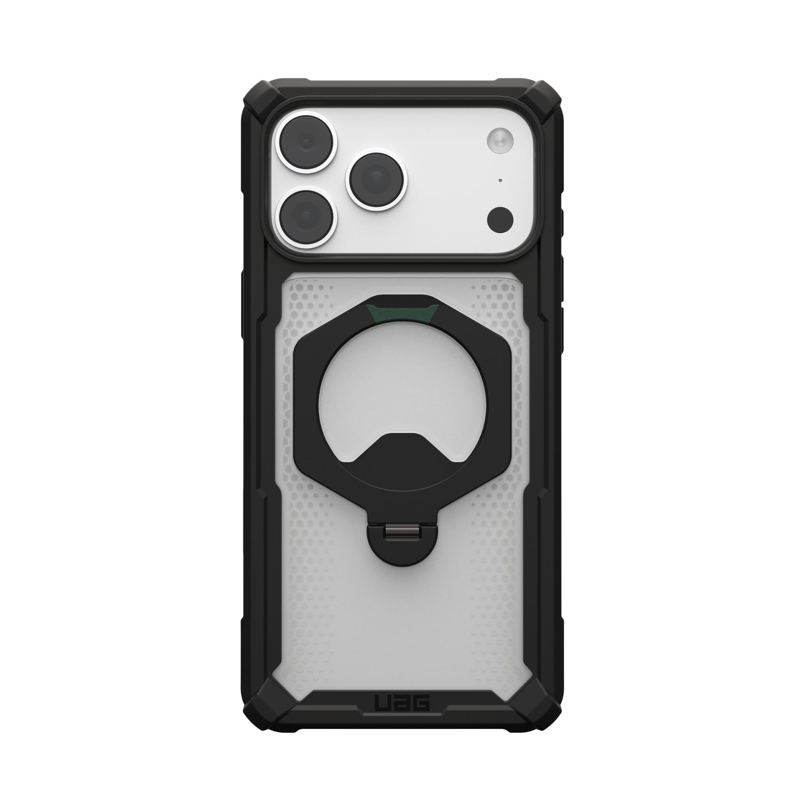 Alt View 3. UAG - iPhone 18 Pro Max Case/iPhone 17 Pro Max Case with 360 Kickstand, MagSafe & Camera Control Cover Button, Plasma XTE 360 - Black/Clear.