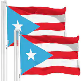 G128 - Puerto Rico Flag 2-Pack 3x5 Ft 150D Polyester Indoor/Outdoor - Light Blue