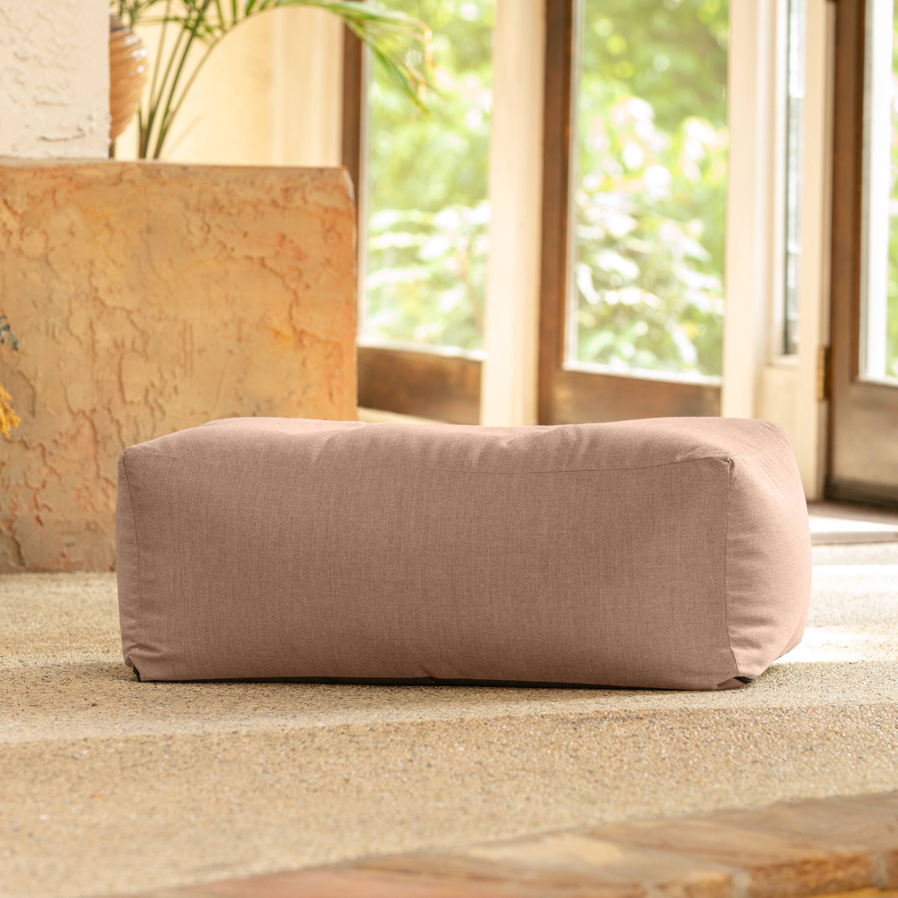 Alt View 1. Jaxx - Coza Ottoman - Large Outdoor Pouf & Footrest - Sunbrella, Petal - Petal.