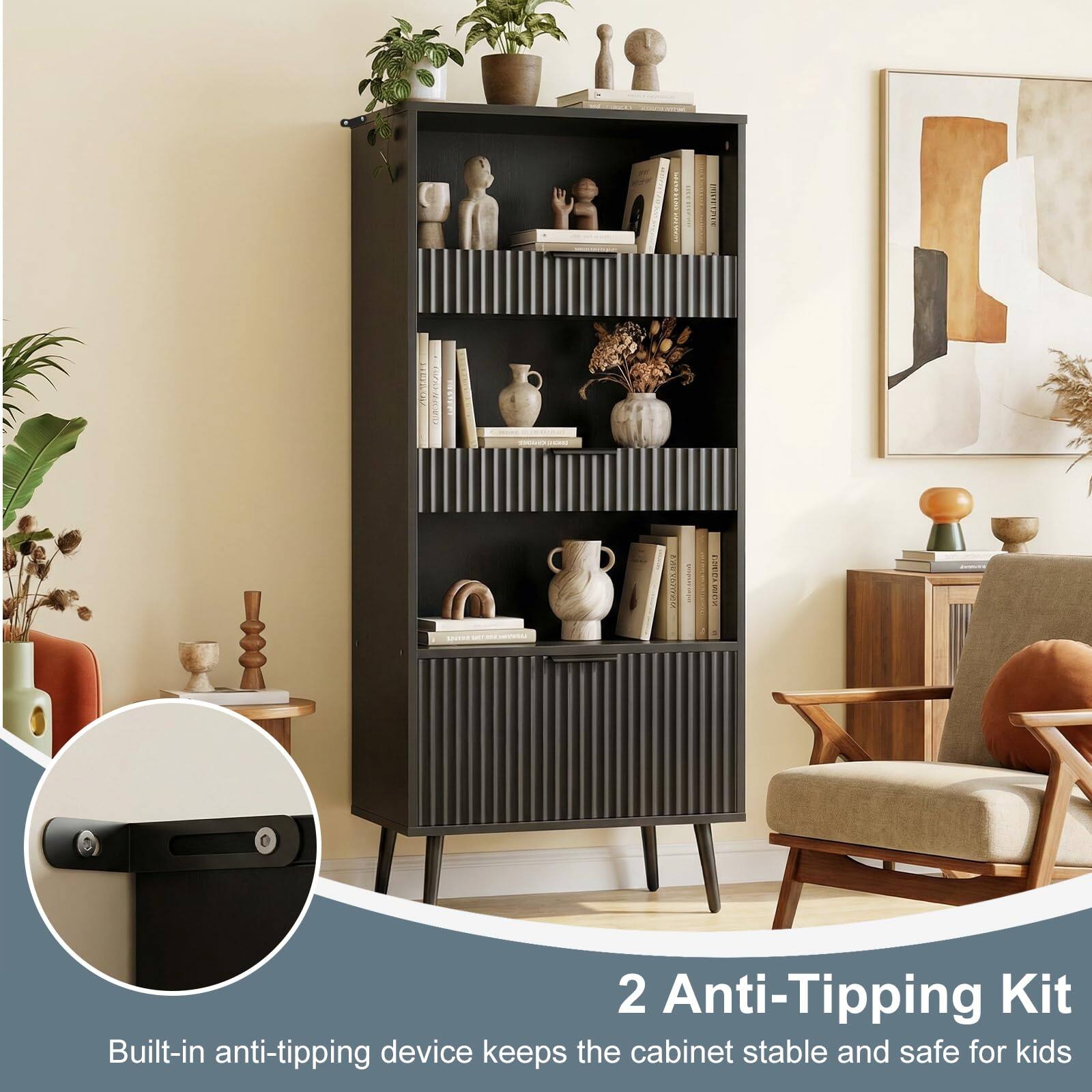 2 Anti-Tipping Kit  
Built-in anti-tipping device keeps the cabinet stable and safe for kids