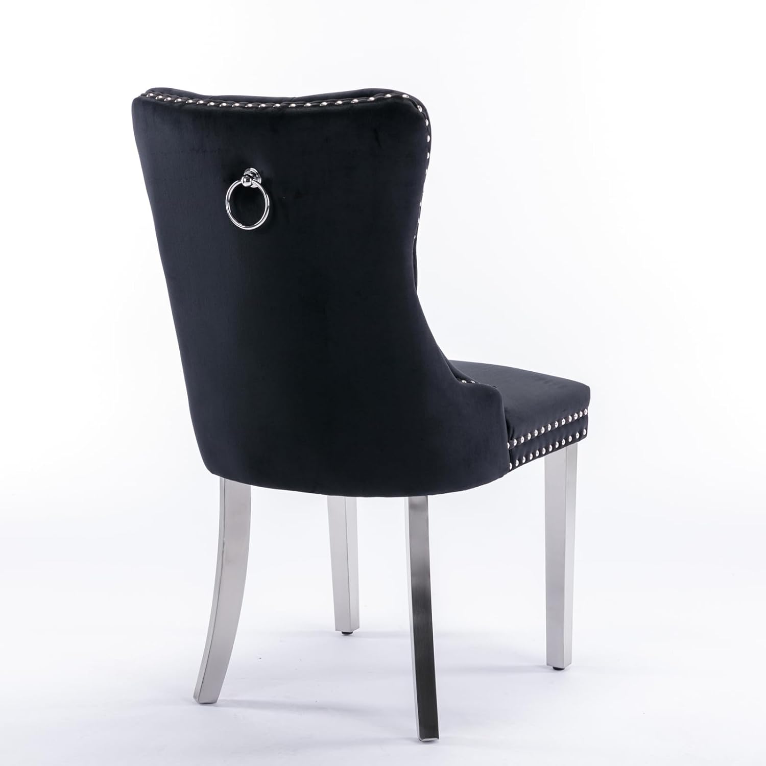 Alt View 5. Trinkets Crazed - Velvet Dining Chair Set of 2 Upholstered Tufted Dining Room Chair with Nailhead Trim - black.