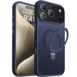 Entronix - Magnetic Case for iPhone 17 Pro - Frosted Matte with Gripstand - Navy Blue