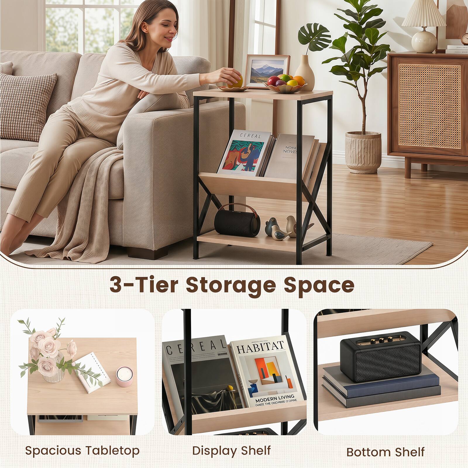 CEREAL
NOW NOVE
3-Tier Storage Space
CE REAL HABITAT
MODERN LIVING ONOME 4 CRINE CHAGE THE
Spacious Tabletop
Display Shelf
Bottom Shelf