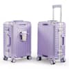 Front. HONGGE - Hard Shell Luggage Suitcase with Spinner Wheels Aluminum Frame and TSA Lock - Purple.