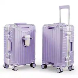 HONGGE - Hard Shell Luggage Suitcase with Spinner Wheels Aluminum Frame and TSA Lock - Purple