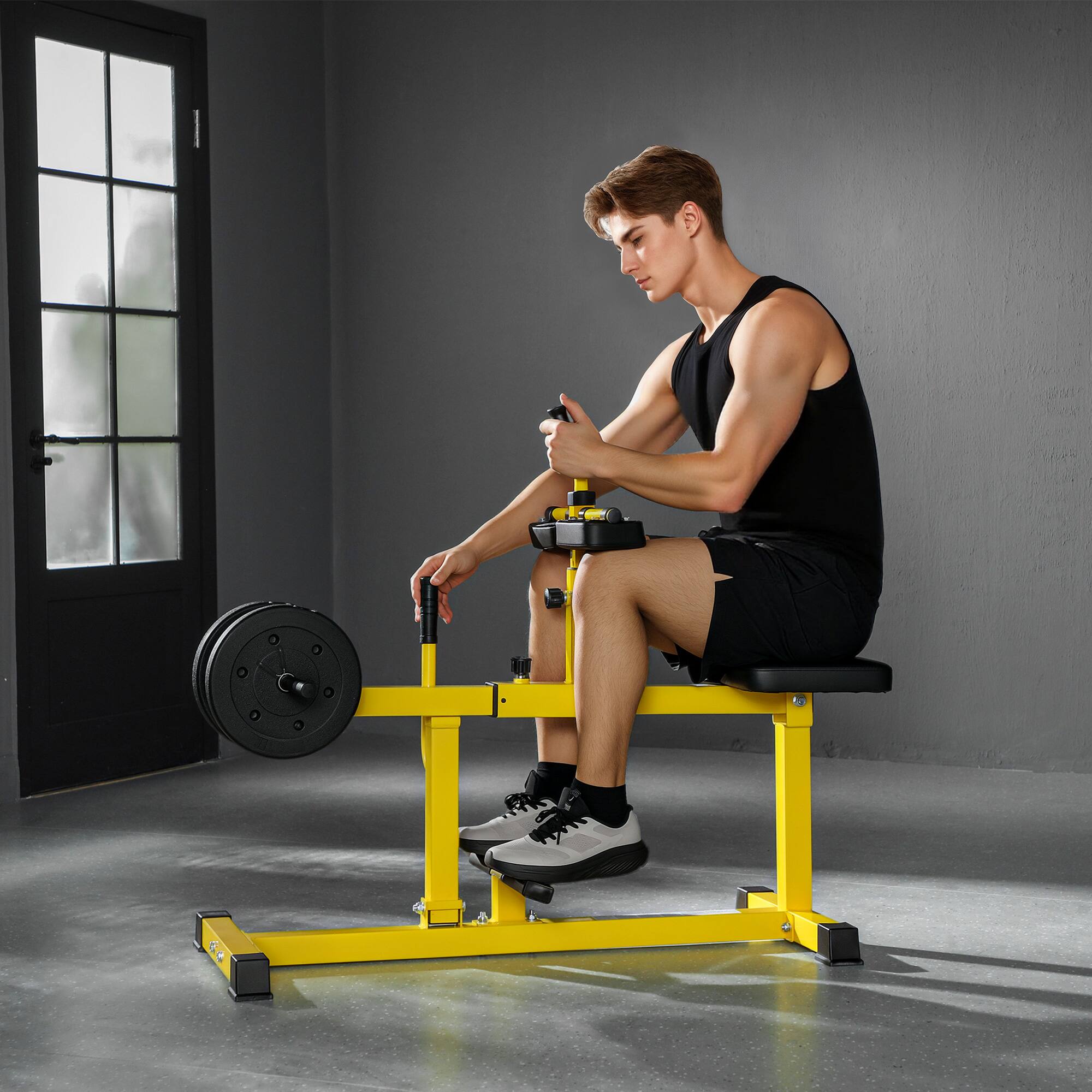 Alt View 7. Soozier - Seated Calf Raise Machine, Adjustable Calf Machine Leg Machine, for Home Gym Calf, Waist, Arm Training - Yellow.