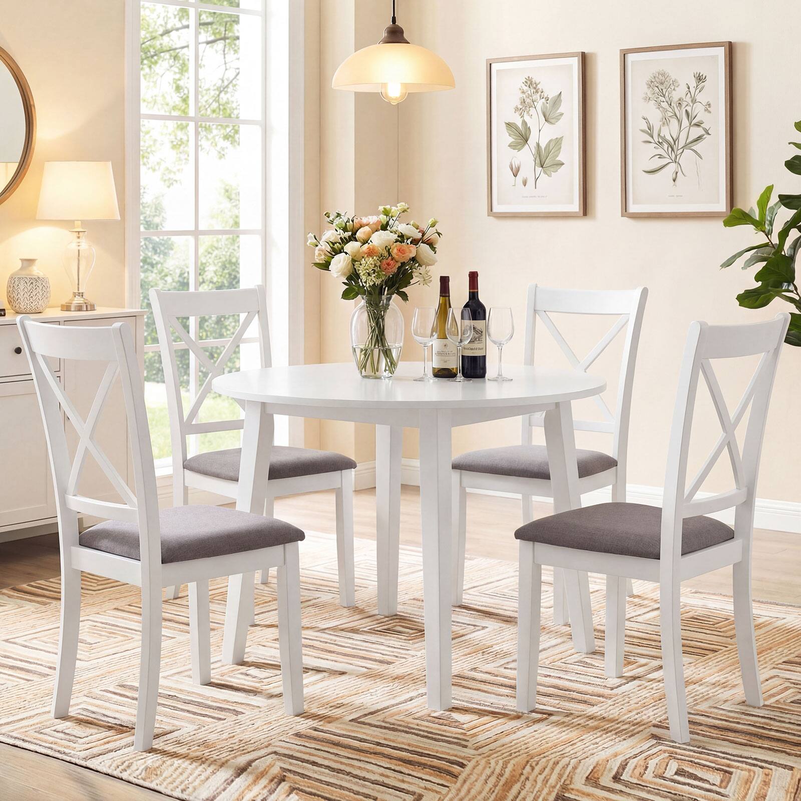 Alt View 4. Gymax - Gymax Dining Chairs Set of 2 w/Comfortable Backrest & Padded Seat for Living Room - White.