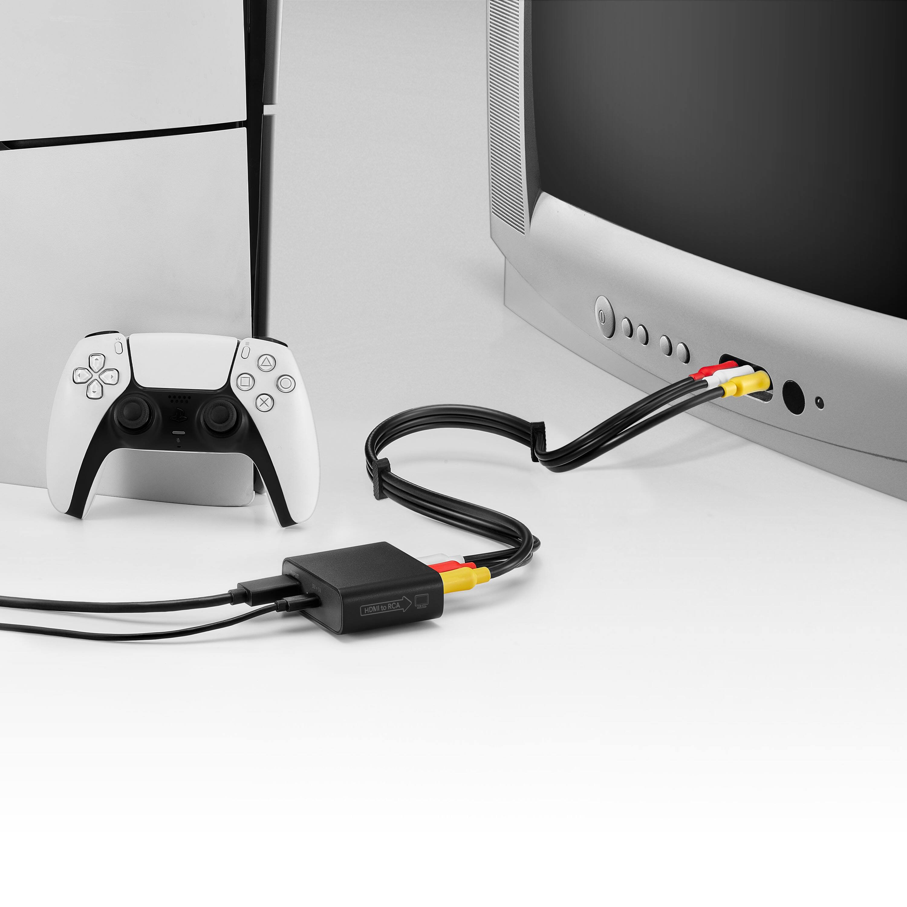 The text on the image reads: "HDMI to RCA"