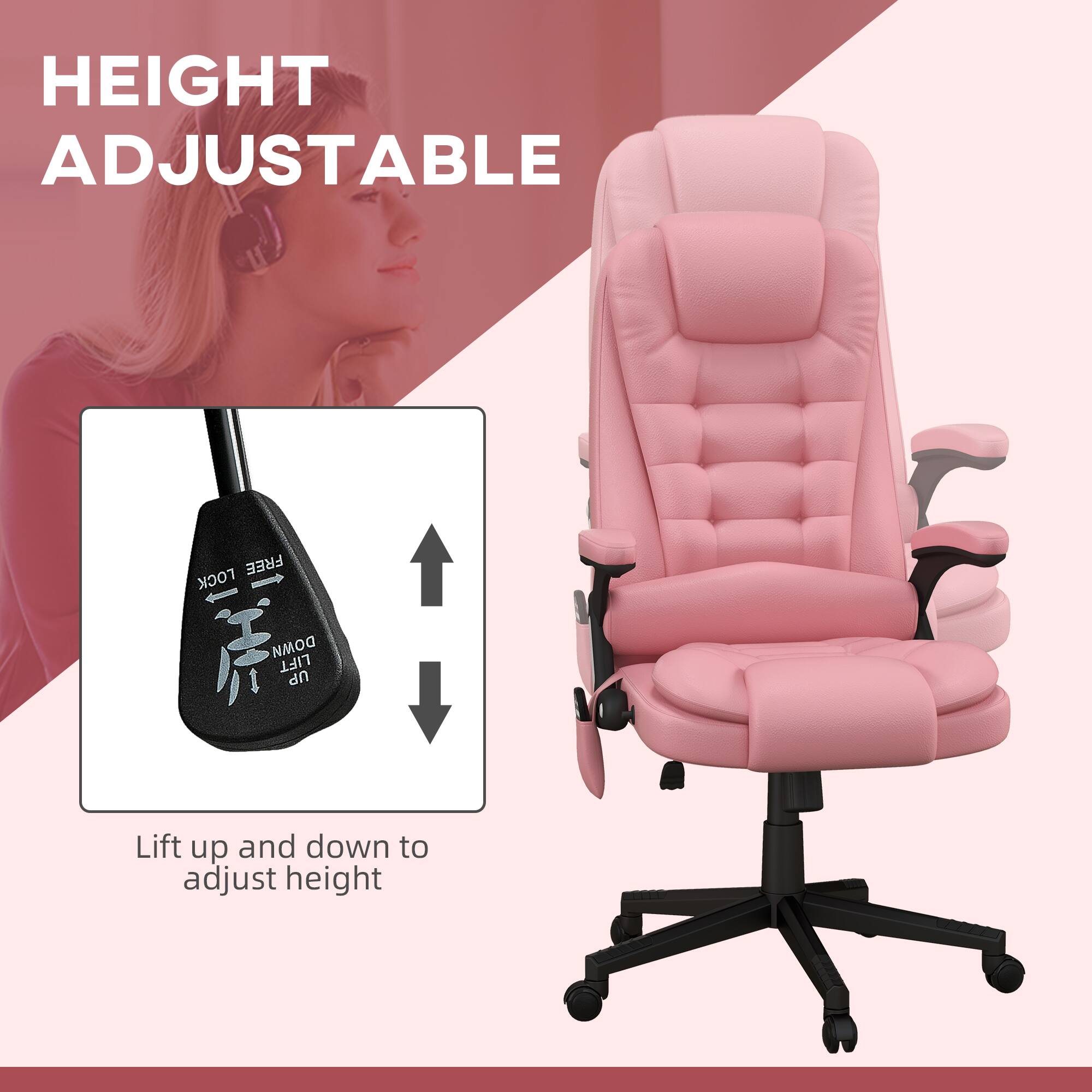 HEIGHT ADJUSTABLE

Lift up and down to adjust height