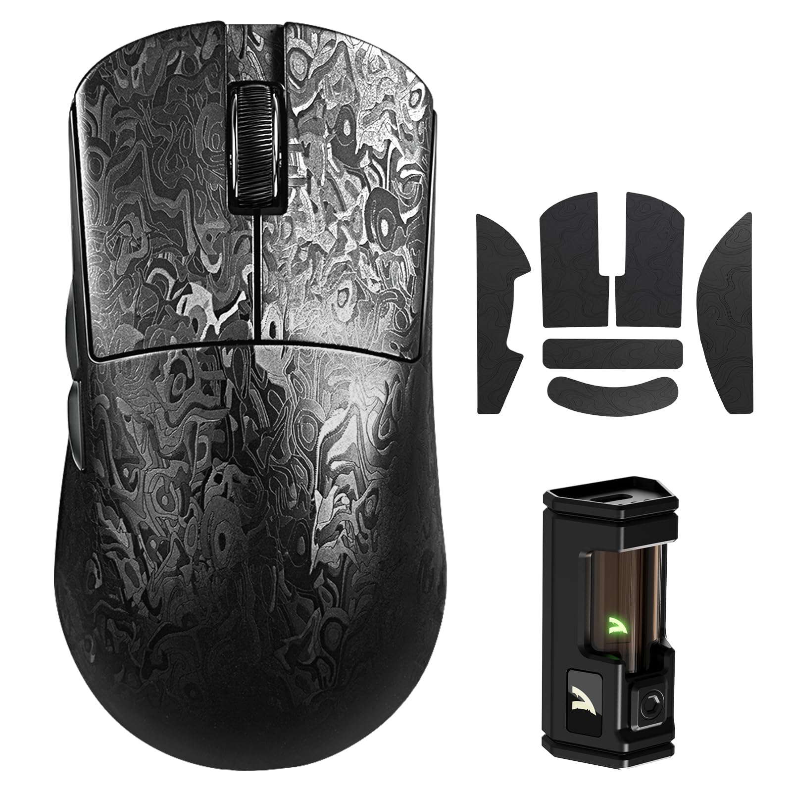 Front. PO3TICJUNKI3 - R11 Ultra 8k Carbon Fiber Gaming Mouse Paw3950 Max Sensor 49g Ultra-lightweight Nordic Mcu Chip bt4ghz Wirelss - Black Ink & Tape.