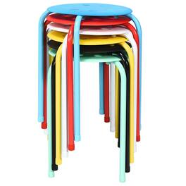 Costway - Set of 6 Portable Plastic Stack Stools Backless Classroom Seating Assorted Color - Multicolour