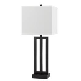 Manhattan Lane - Haney Table Lamp, 1 Outlet, USB Port, Slim Keyhole Base 30 Inch - Bronze, White