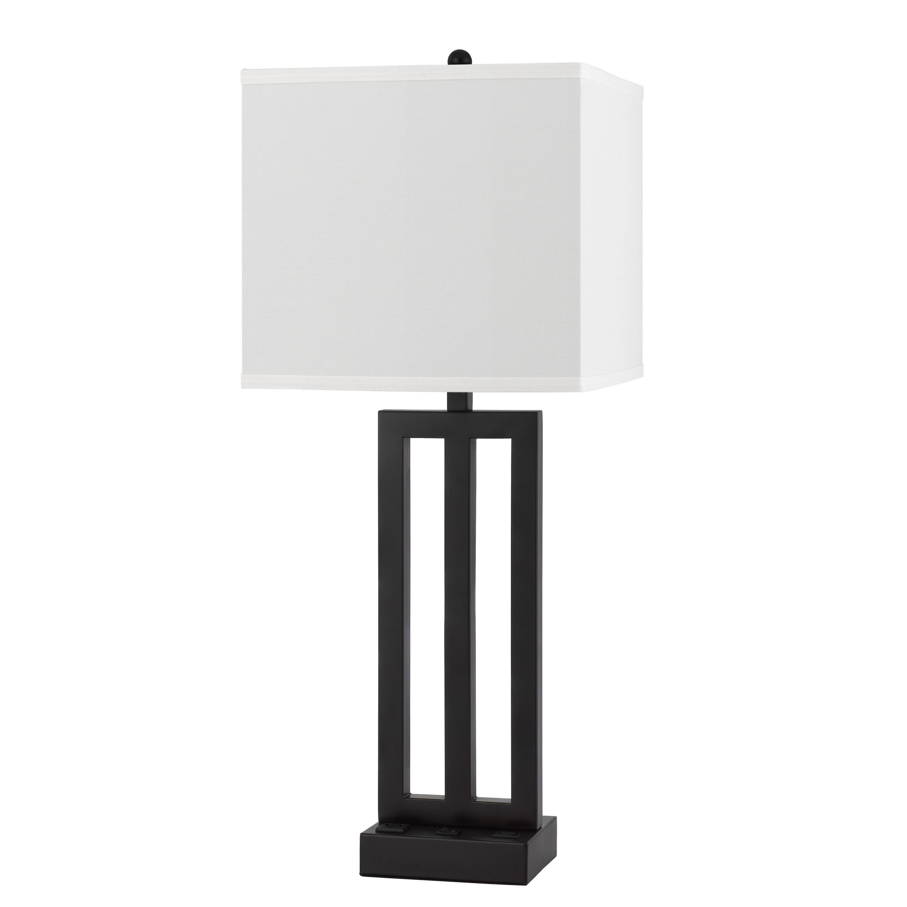 Front. Manhattan Lane - Haney Table Lamp, 1 Outlet, USB Port, Slim Keyhole Base 30 Inch - Bronze, White.