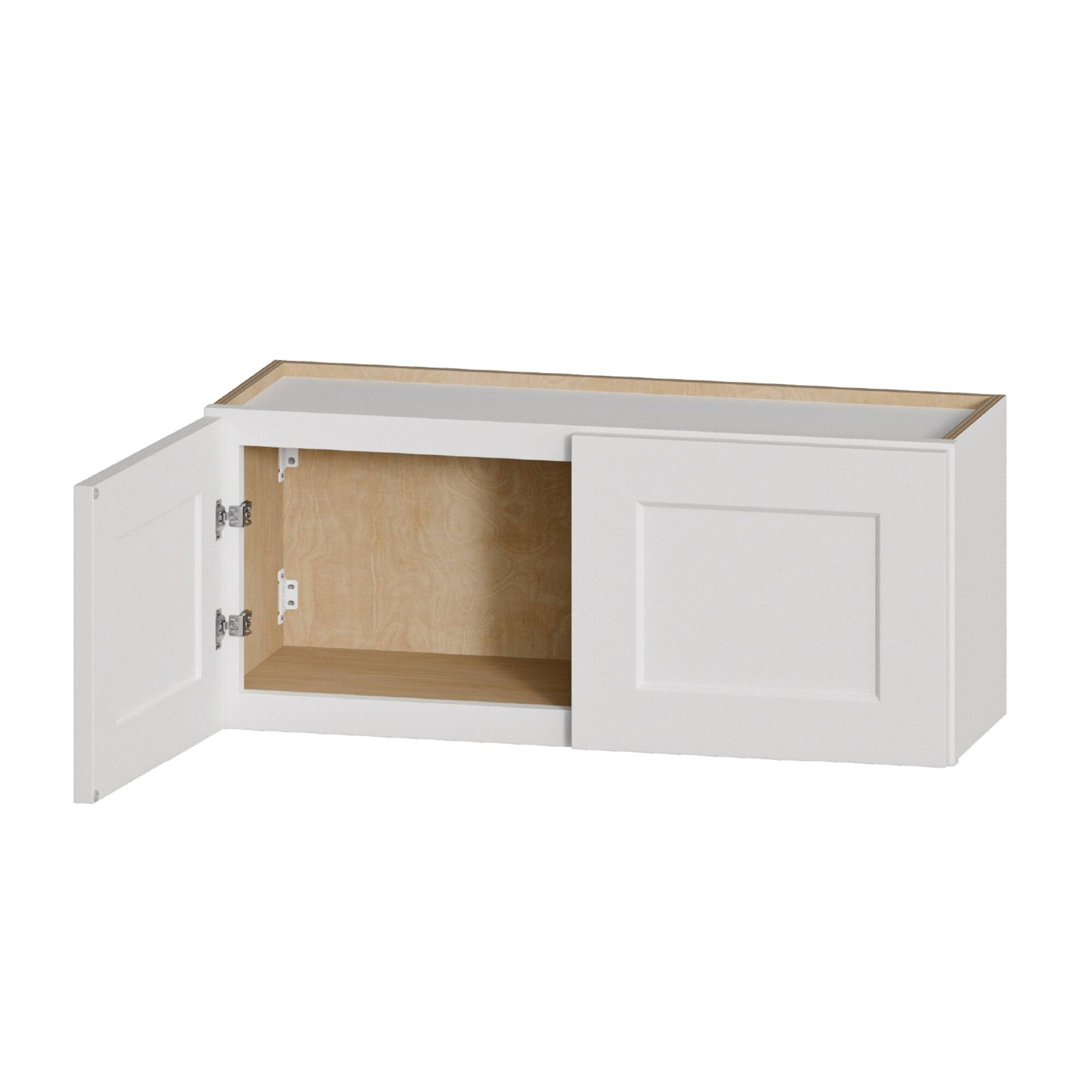 Alt View 2. Boyel Living - White Shaker Wall Cabinet with RTA 36-in L x 12-in W x 15-in H for Kitchen Bathroom Laundry Garage - White.