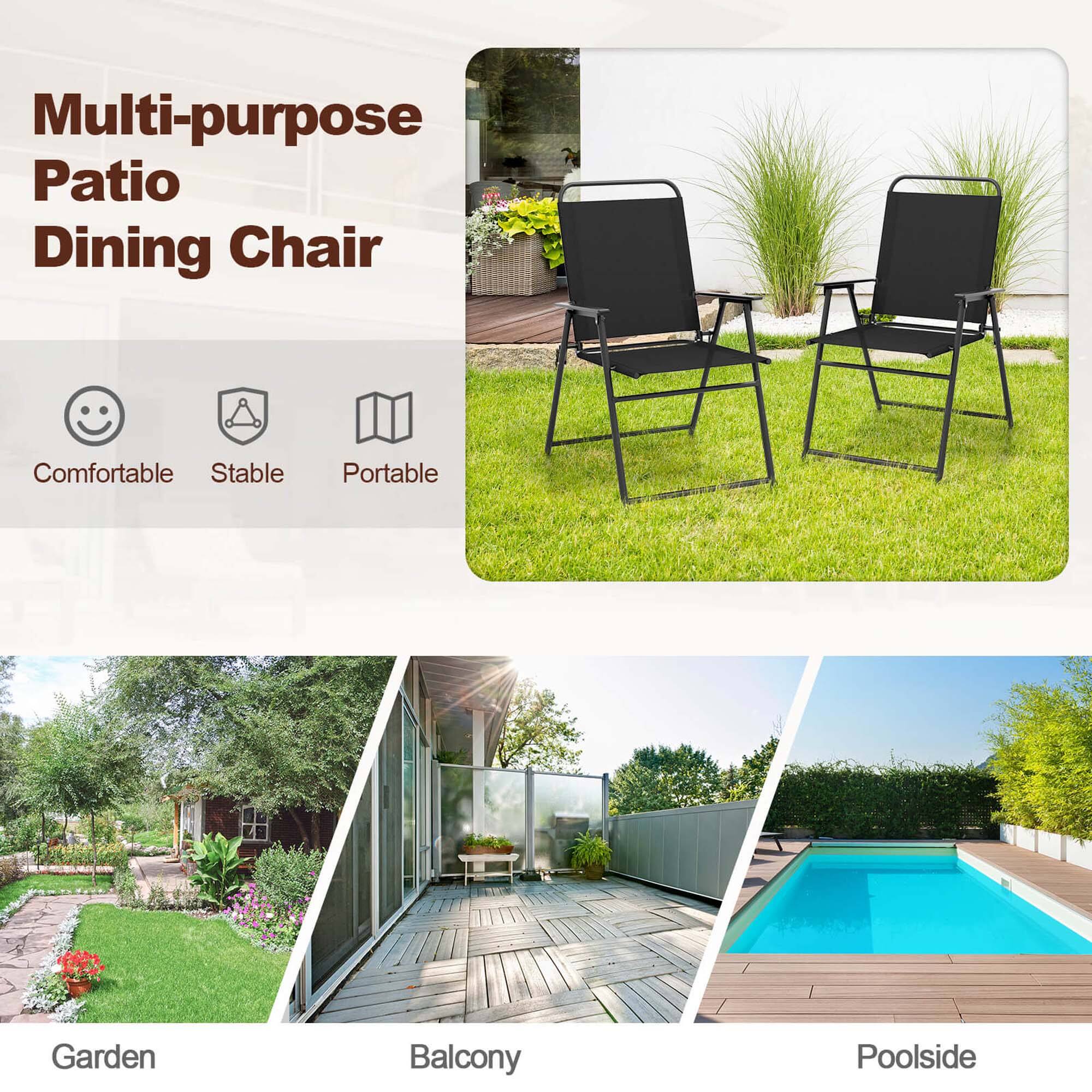 Multi-purpose Patio Dining Chair Comfortable Stable Portable Garden Balcony Poolside