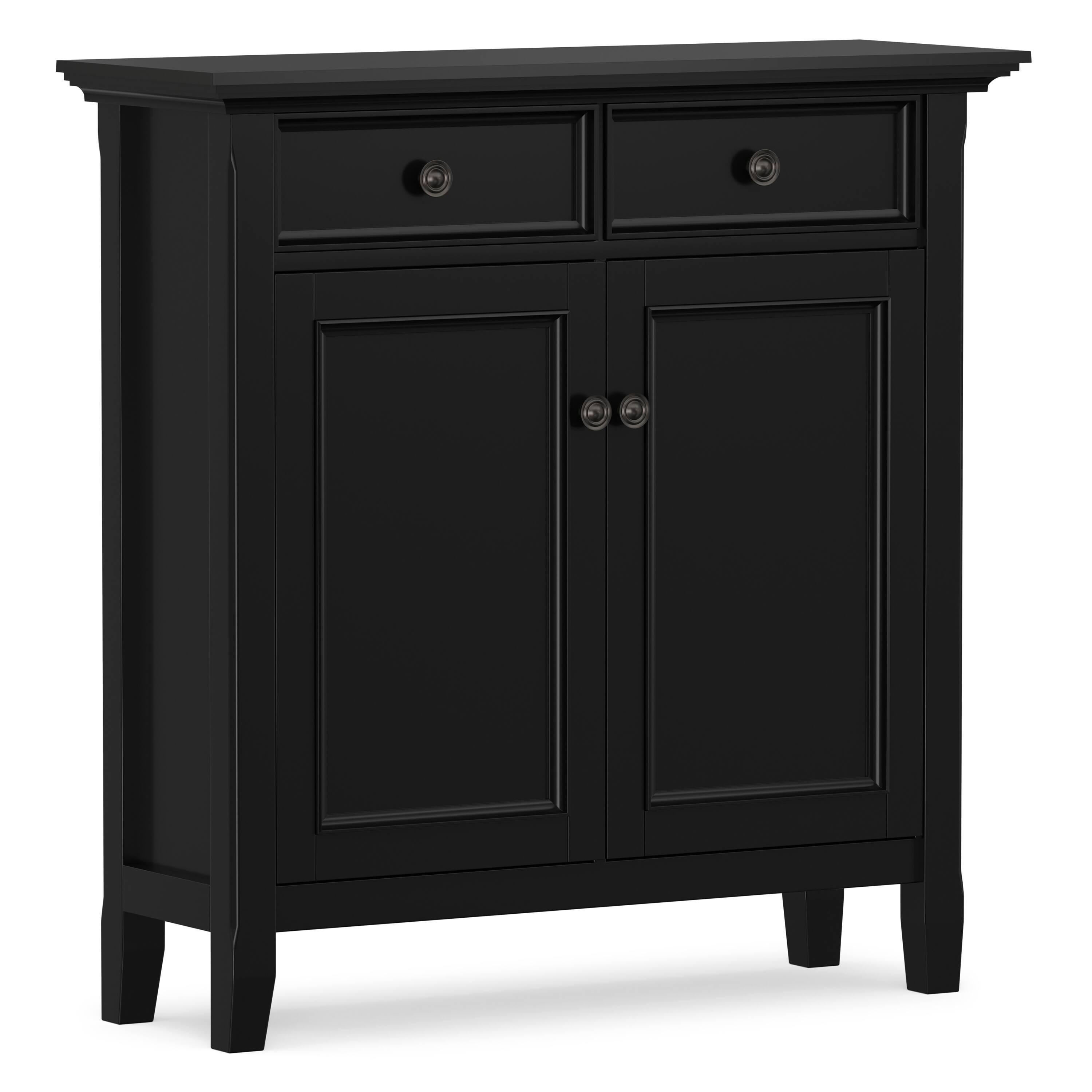 Angle. Simpli Home - Simpli Home Amherst 36 inch Wide Solid Wood Transitional Storage Cabinet - Black.