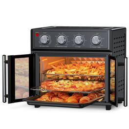 HOMLUX - 26QT Large capacity French Double-Door Air Fryer Convection Toaster Oven 1700W 7 Preset Menus 7-in-1 Multi-Function - Black